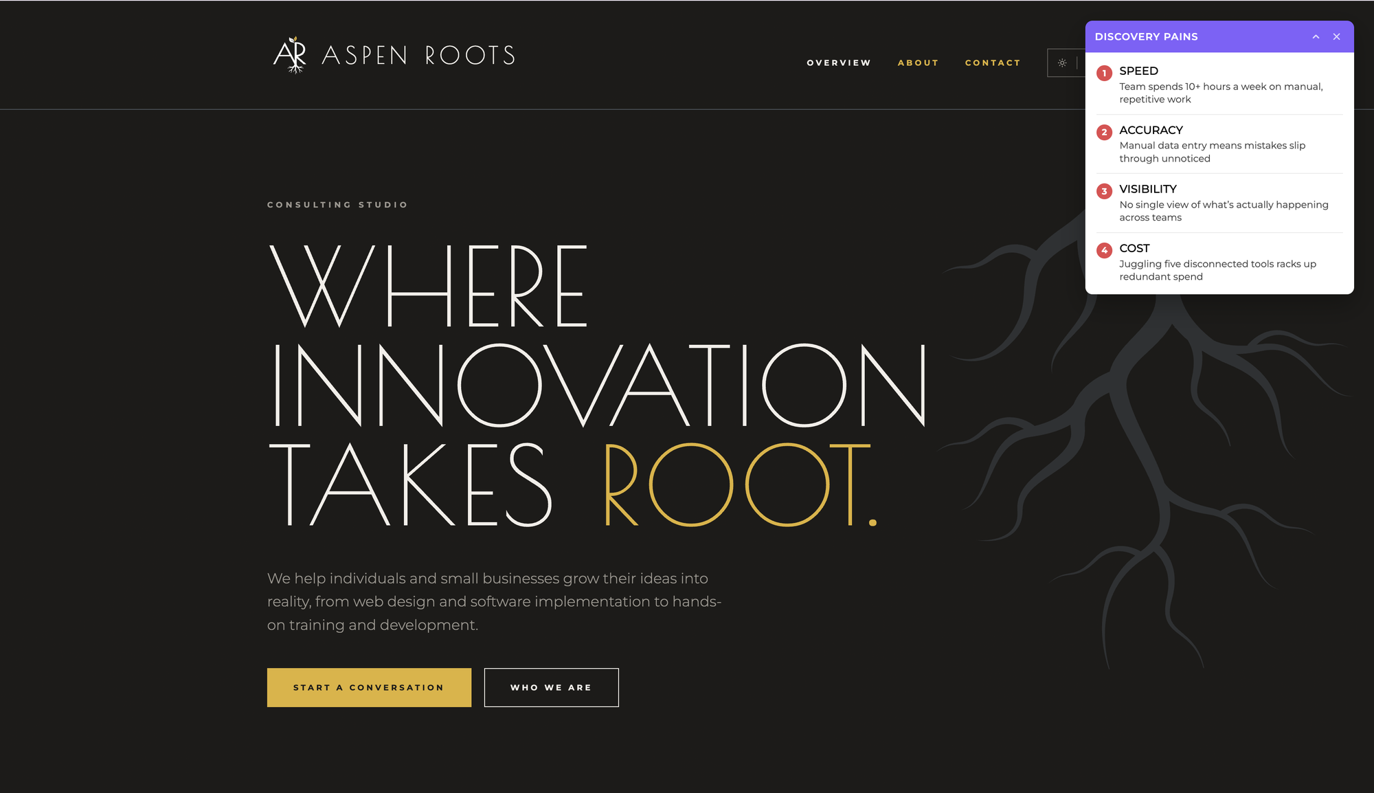 Tracker as a modal on a dark website