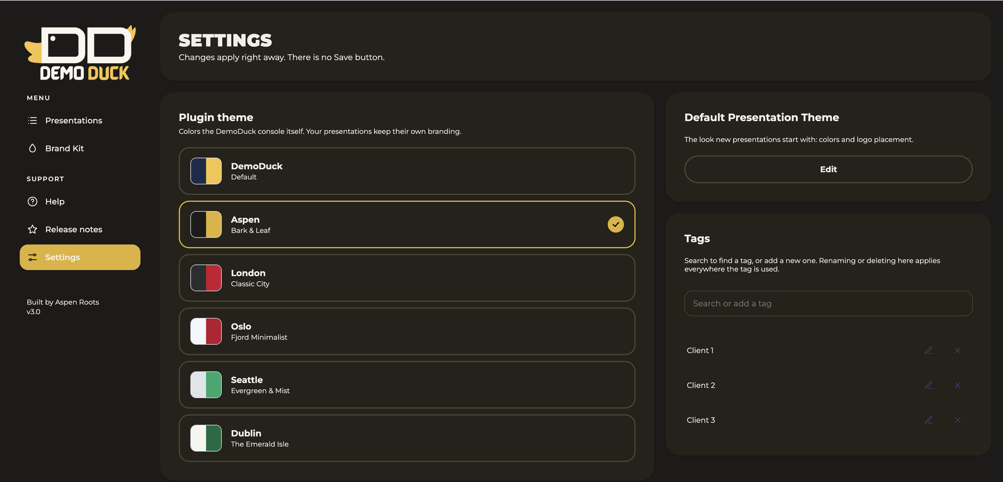 DemoDuck console theme Aspen